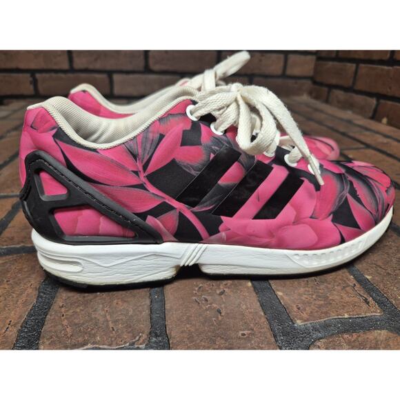 ADIDAS ZX FLUX TORSION Women 9 Pink Black Floral RUNNING SHOES - Picture 1 of 7